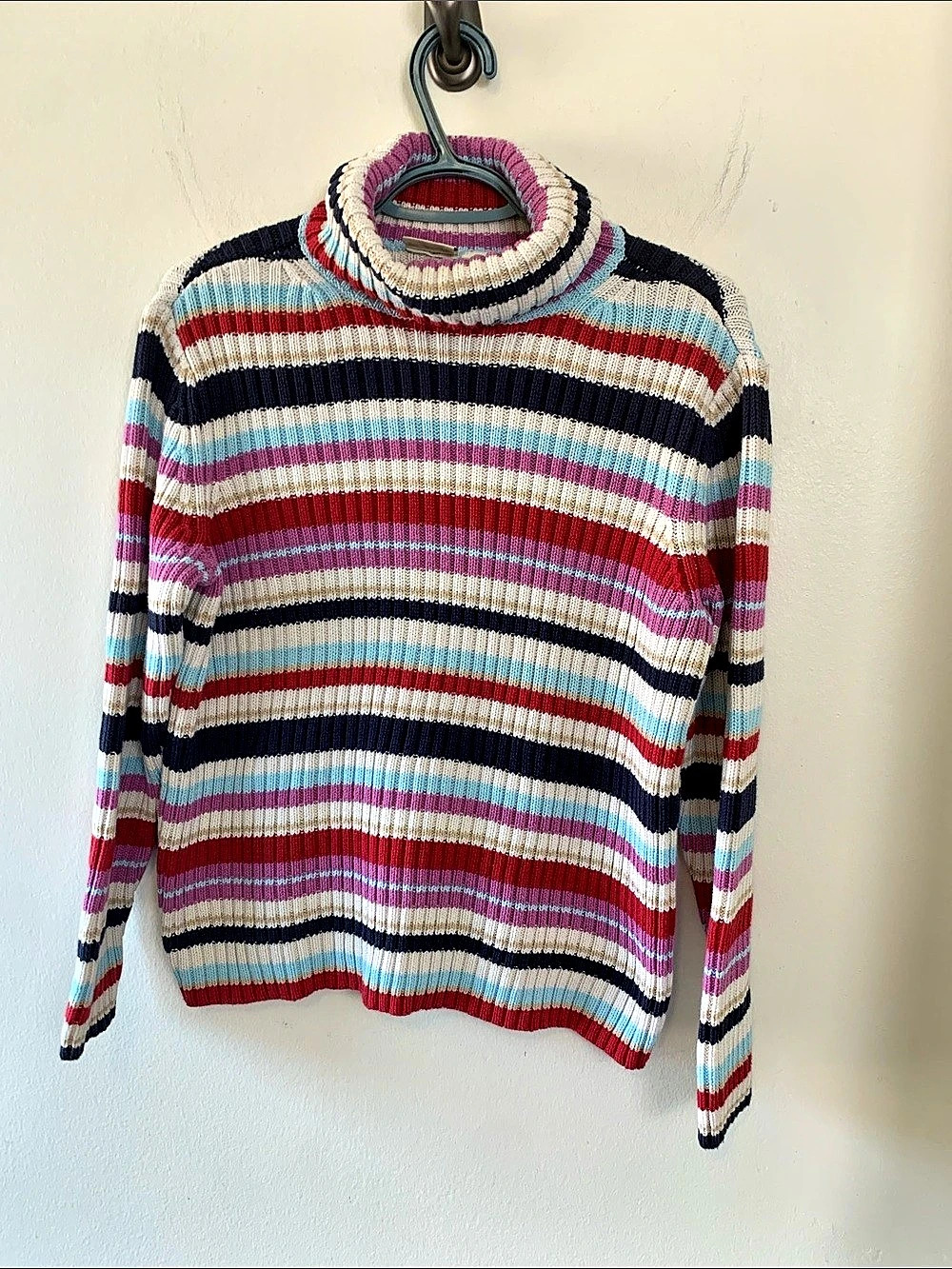 Cherokee Vintage Striped Thick Cotton Turtleneck Sweater